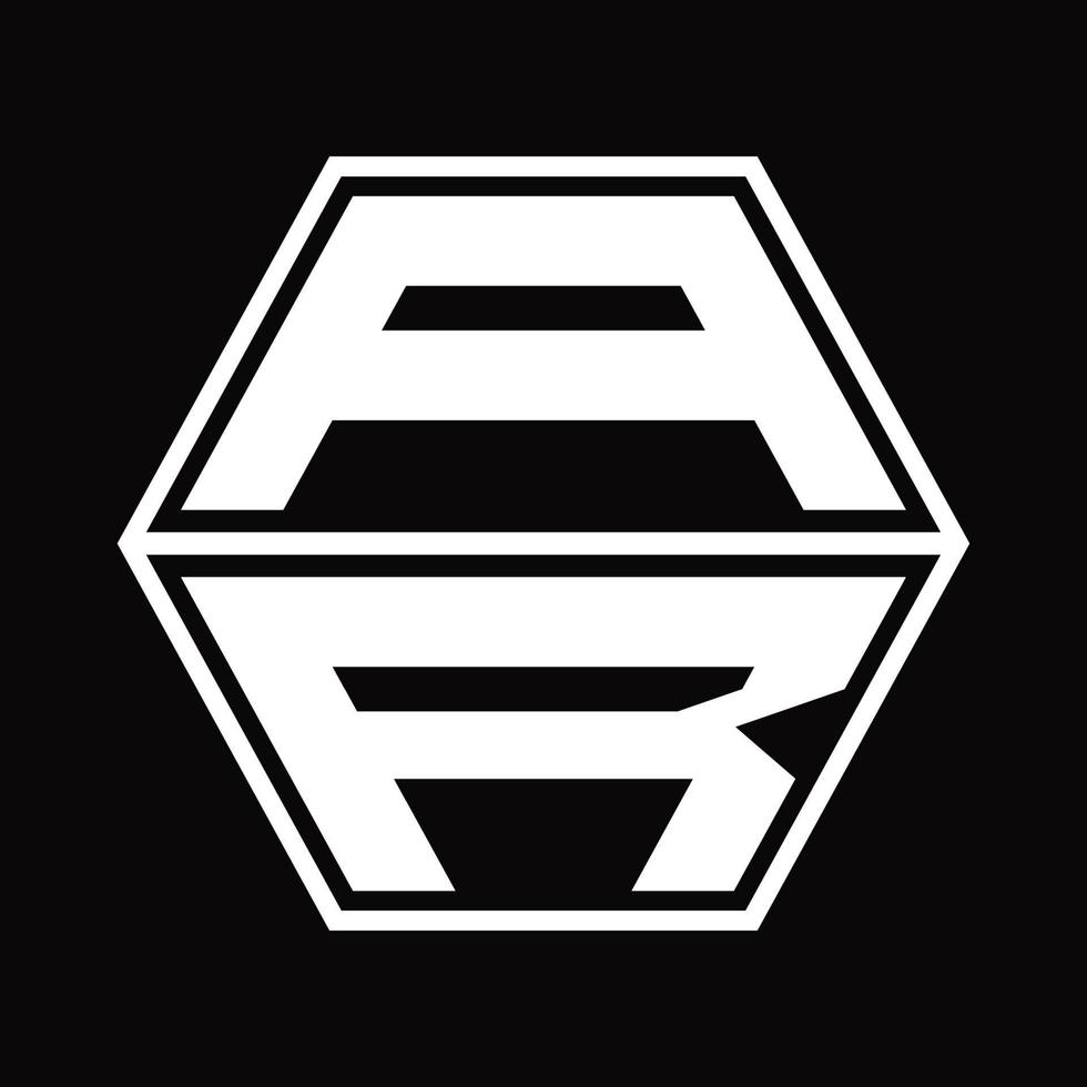monogramme du logo ar avec modèle de conception de haut en bas en forme d'hexagone vecteur