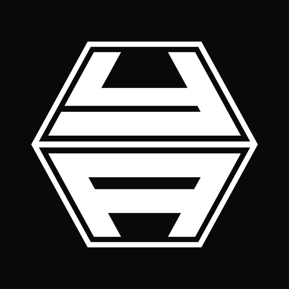 monogramme de logo ya avec modèle de conception de haut en bas en forme d'hexagone vecteur
