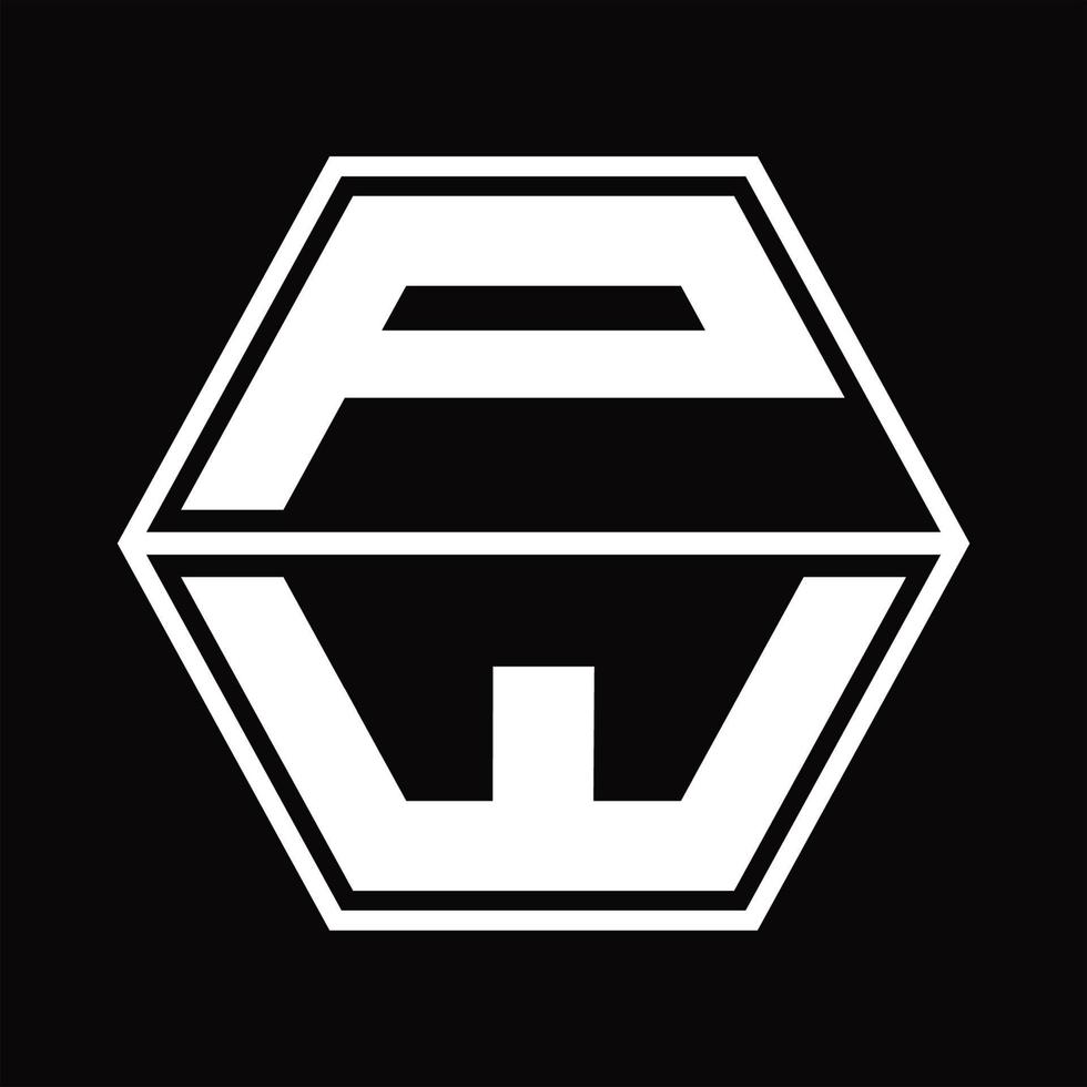 monogramme de logo pw avec modèle de conception de haut en bas en forme d'hexagone vecteur
