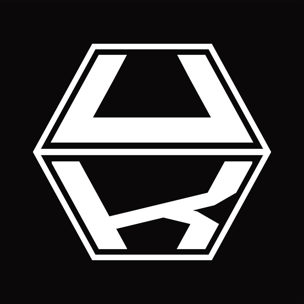 monogramme de logo uk avec modèle de conception de haut en bas en forme d'hexagone vecteur