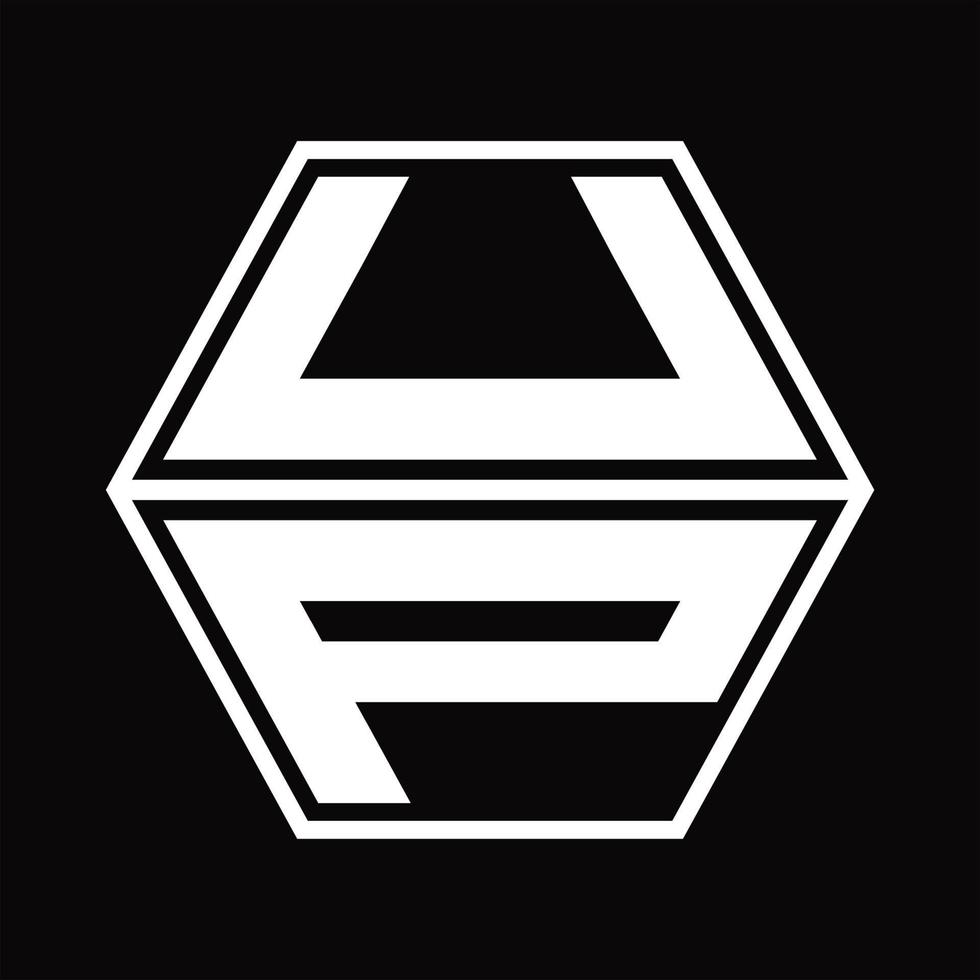 monogramme de logo avec modèle de conception de haut en bas en forme d'hexagone vecteur