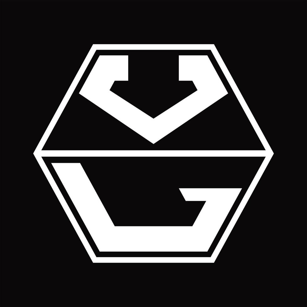 monogramme du logo vl avec modèle de conception de haut en bas en forme d'hexagone vecteur