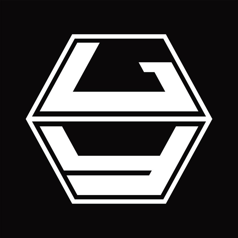 monogramme du logo ly avec modèle de conception de haut en bas en forme d'hexagone vecteur