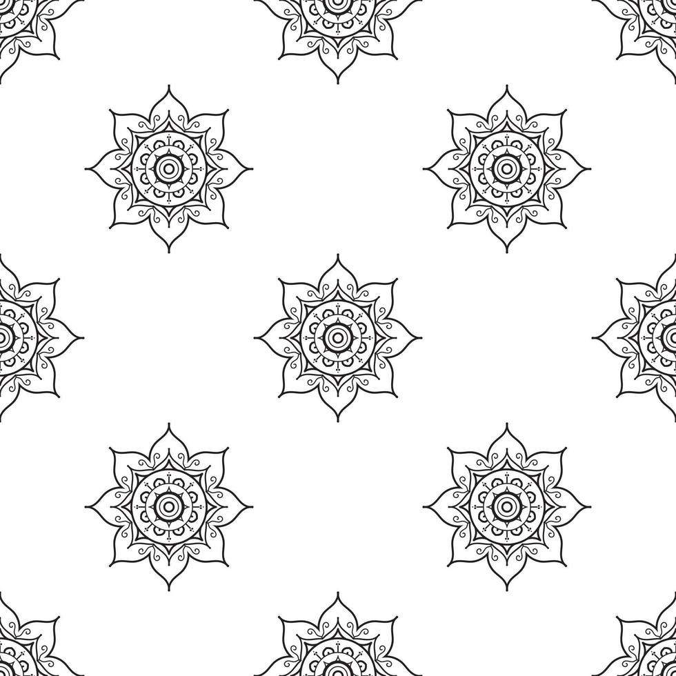 dessiner le modèle sans couture de mandala noir et blanc. texture ethnique dessinée à la main. illustration vectorielle dans des tons monochromes. vecteur