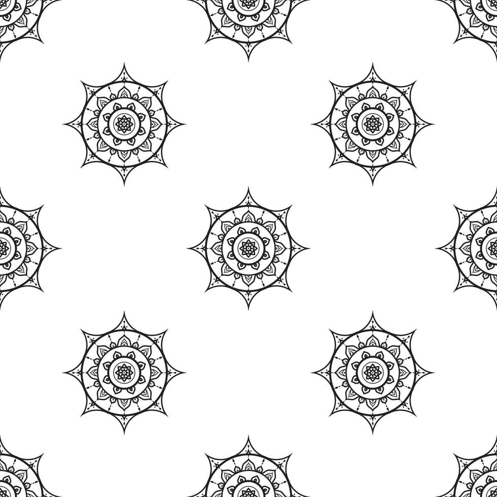 conception de mandala modèle sans couture noir et blanc. texture ethnique dessinée à la main. illustration vectorielle dans des tons monochromes. vecteur