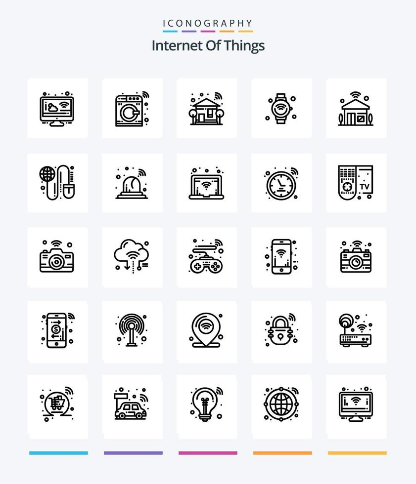 internet créatif des objets 25 pack d'icônes de contour tel que le wifi. internet des objets. domicile. l'Internet. arbre vecteur