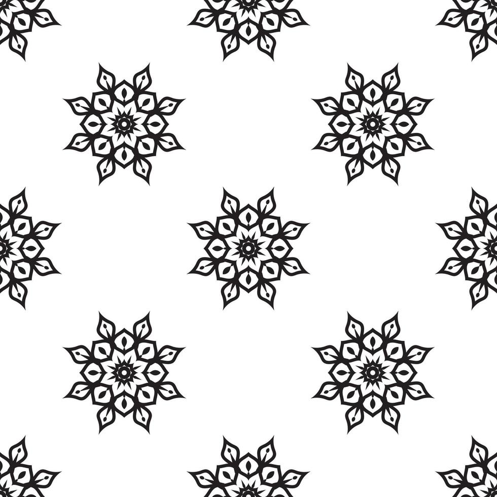 art mural mandala motif sans couture noir et blanc. texture ethnique dessinée à la main. illustration vectorielle dans des tons monochromes. vecteur