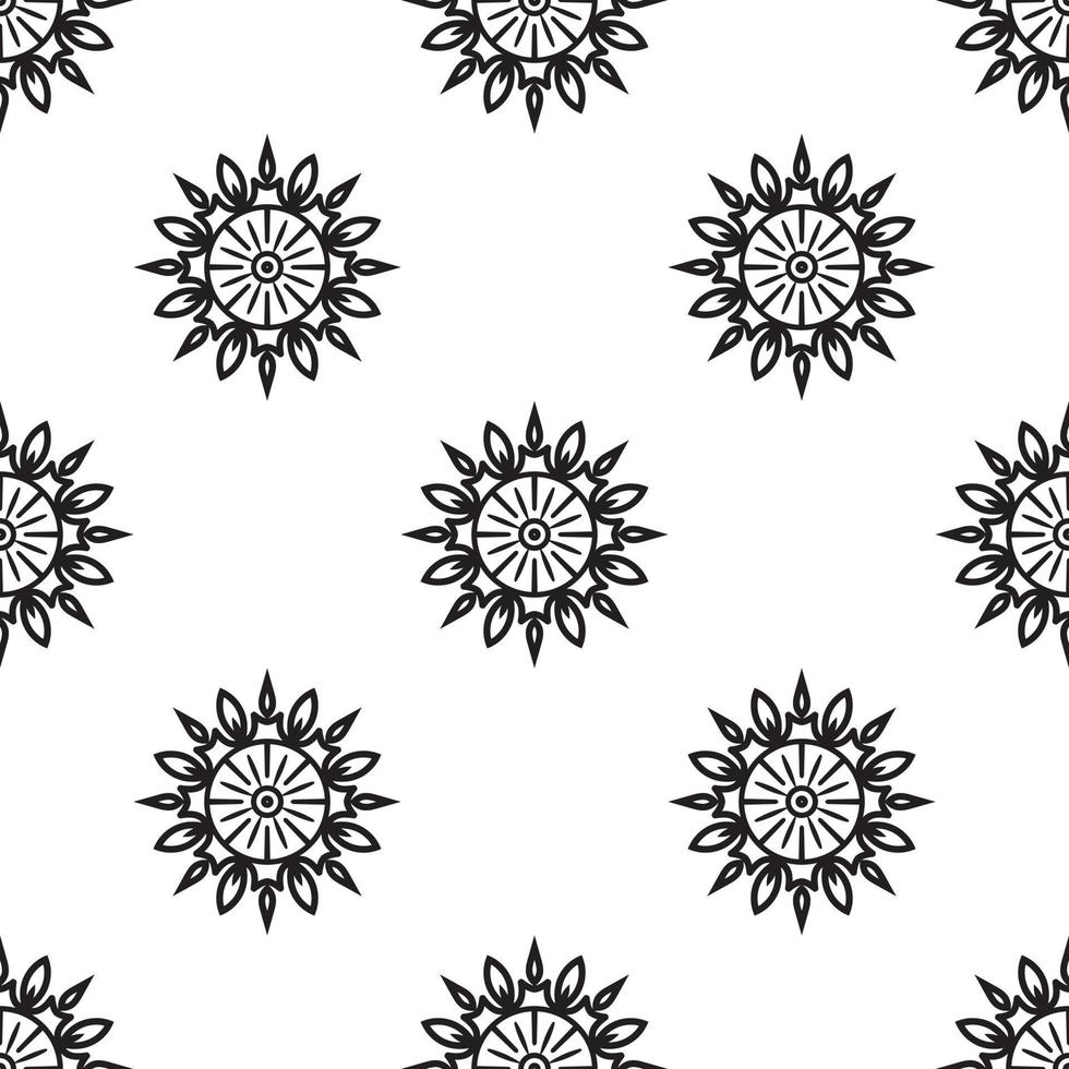 modèle sans couture simple mandala noir et blanc. peut être utilisé pour le papier peint, les motifs de remplissage, les livres à colorier et les pages pour enfants et adultes. vecteur