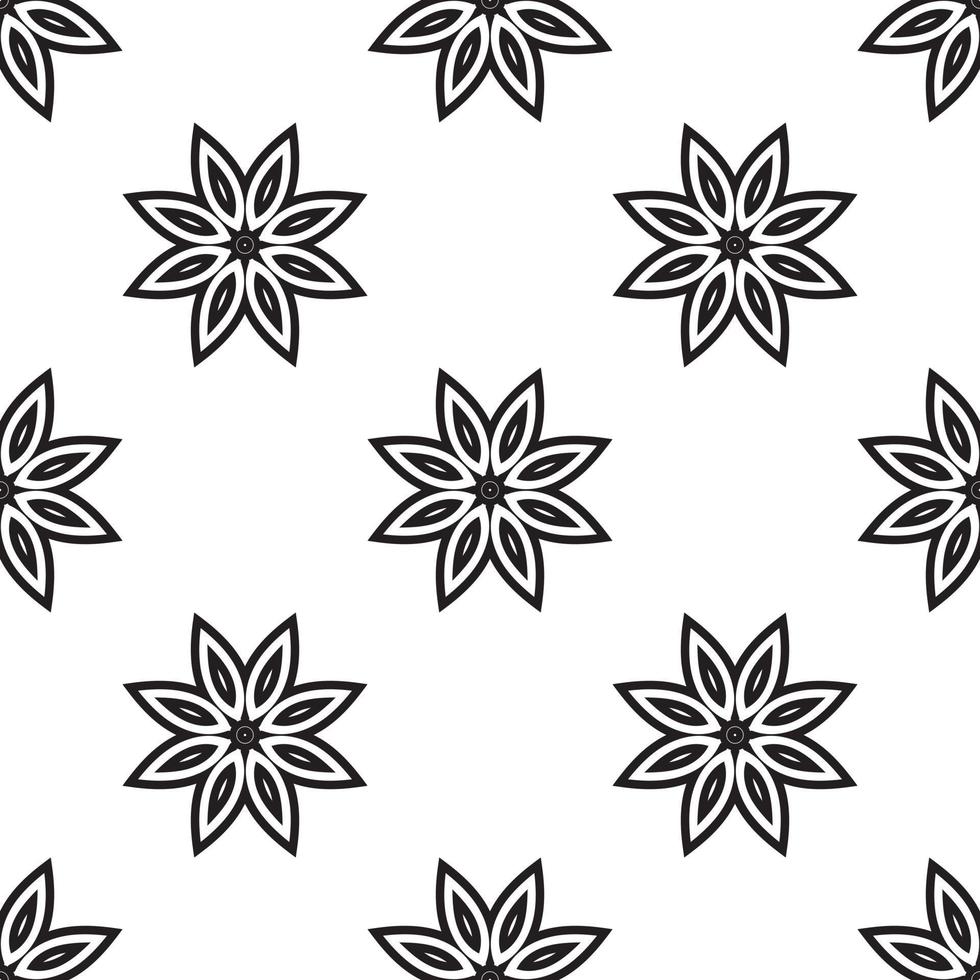 modèle sans couture simple mandala noir et blanc. fond rétro monochrome inspiré de l'art traditionnel vecteur