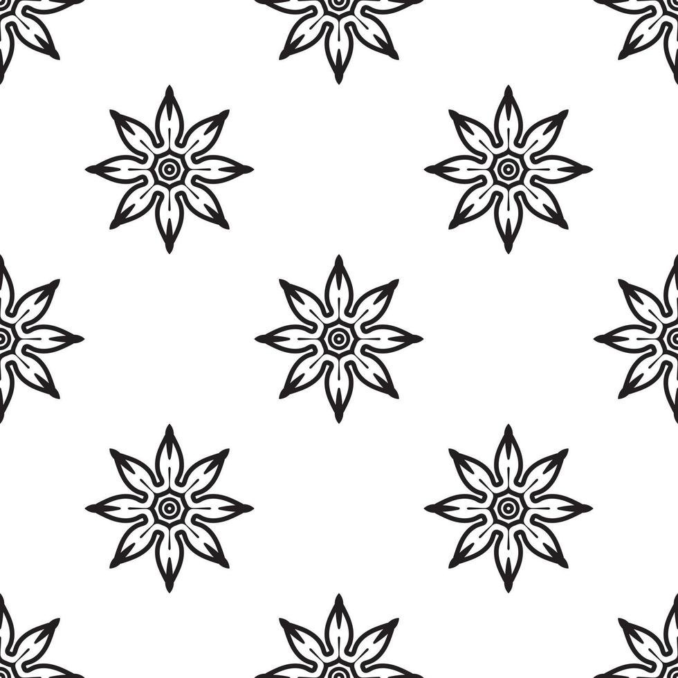 motifs de mandala motif sans couture noir et blanc. texture ethnique dessinée à la main. illustration vectorielle dans des tons monochromes. vecteur