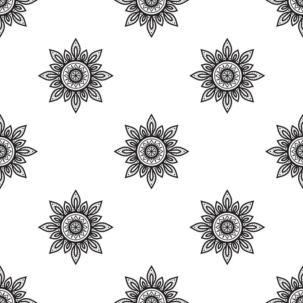 modèle sans couture de mandala noir et blanc. texture ethnique dessinée à la main. illustration vectorielle dans des tons monochromes. vecteur