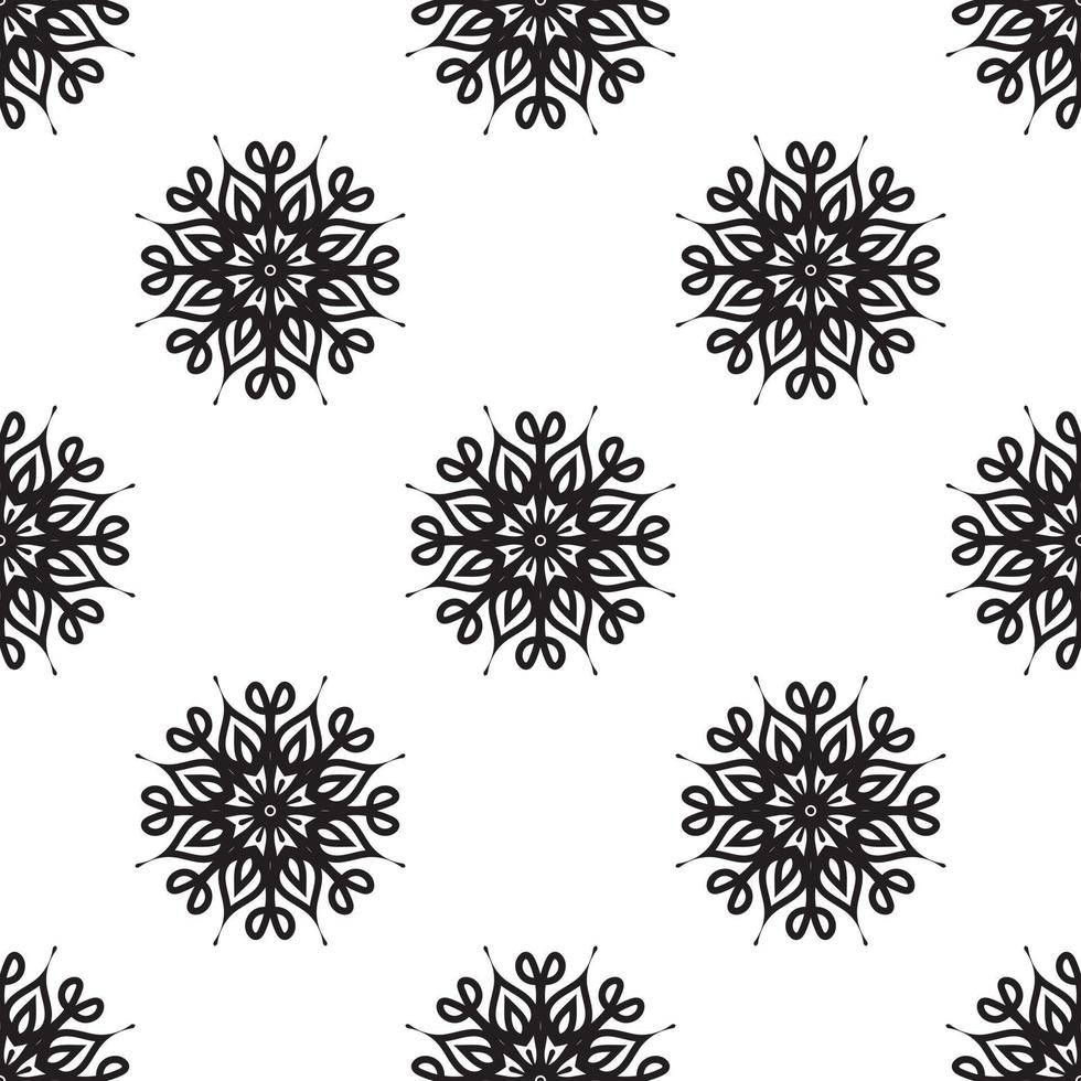 modèle sans couture de mandala fleur noir et blanc. motif monochrome tribal abstrait sans soudure. texture ethnique dessinée à la main. illustration vectorielle. vecteur