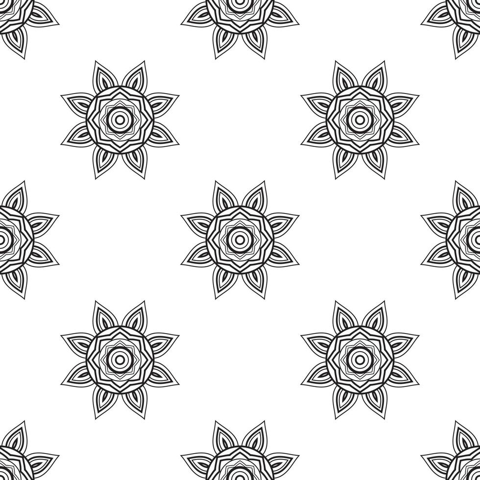 coloriages mandala noir et blanc motif sans couture. texture ethnique dessinée à la main. illustration vectorielle dans des tons monochromes. vecteur