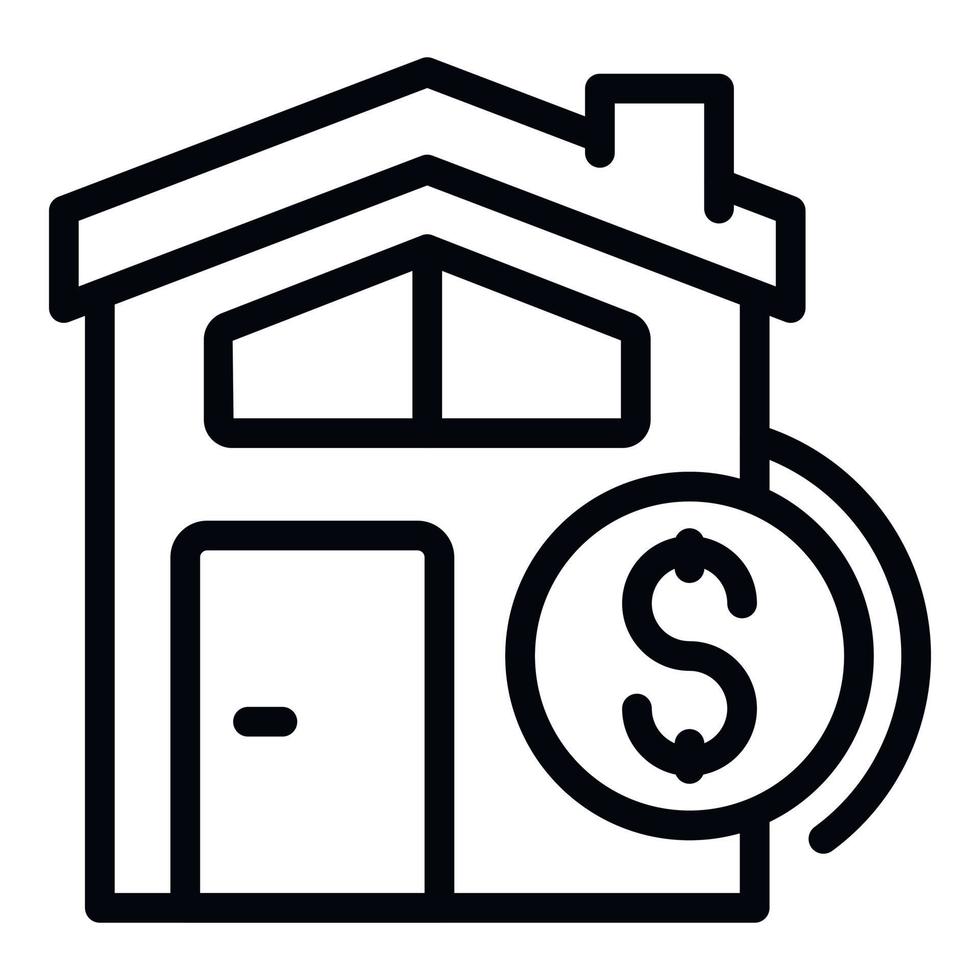 vecteur de contour d'icône de maison de prêt. argent de banque