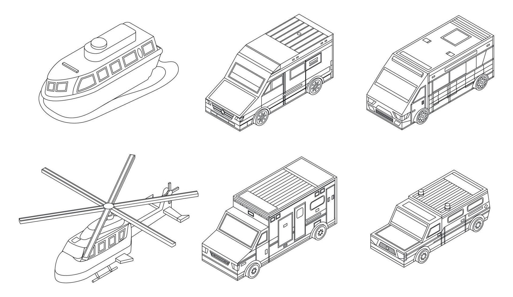 contour vectoriel du jeu d'icônes d'ambulance