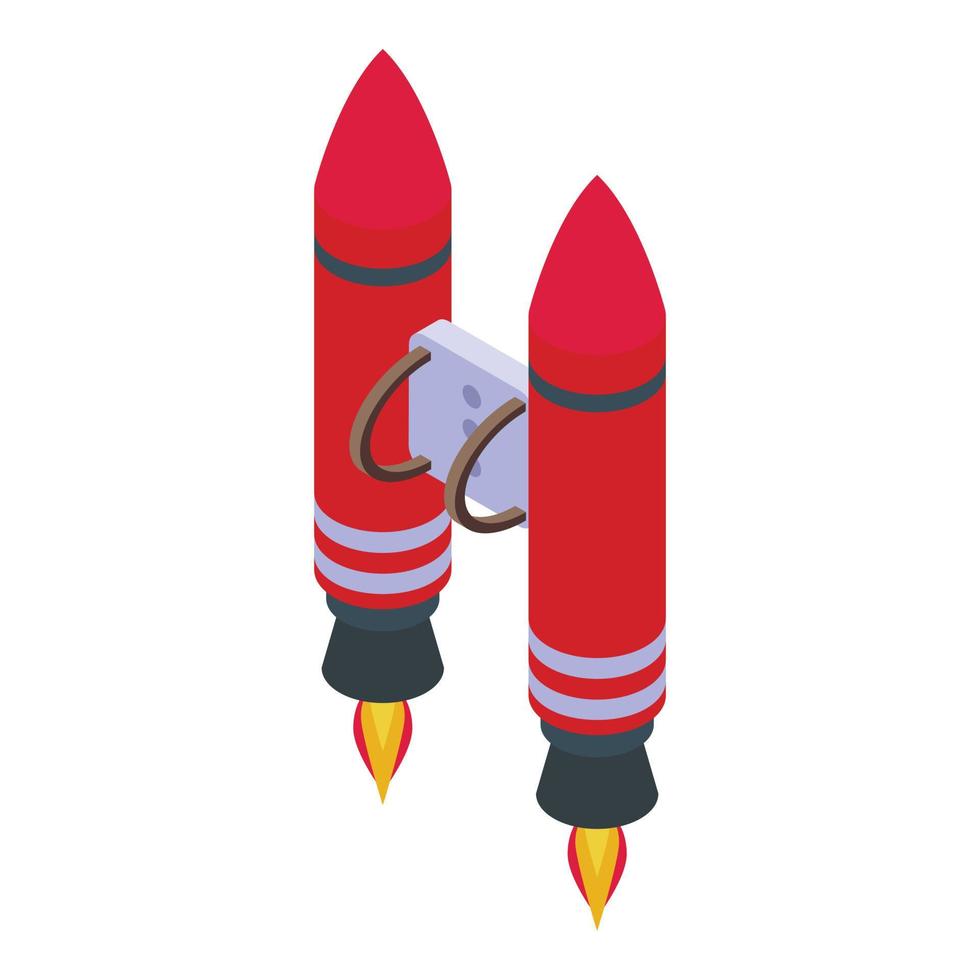 vecteur isométrique d'icône de jetpack rouge. jet de feu