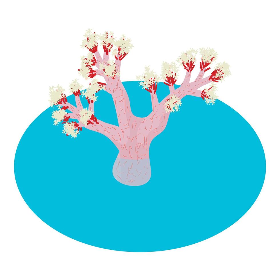 vecteur isométrique d'icône de corail d'arbre. beau corail arbre rose dans l'icône de l'eau de mer