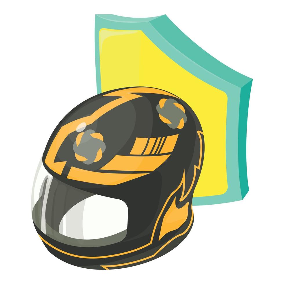 vecteur isométrique d'icône de casque de karting. casque de course sur fond d'icône de bouclier