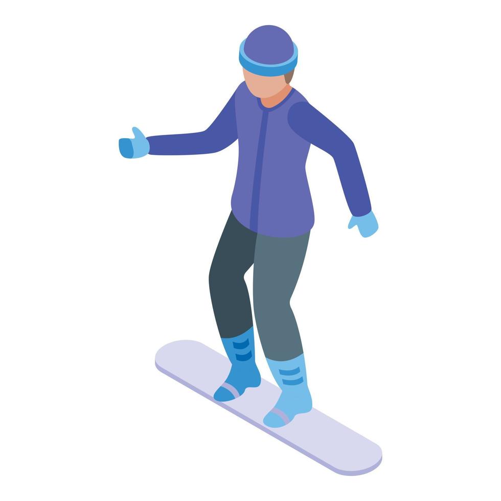 vecteur isométrique d'icône de snowboard enfant. école de neige