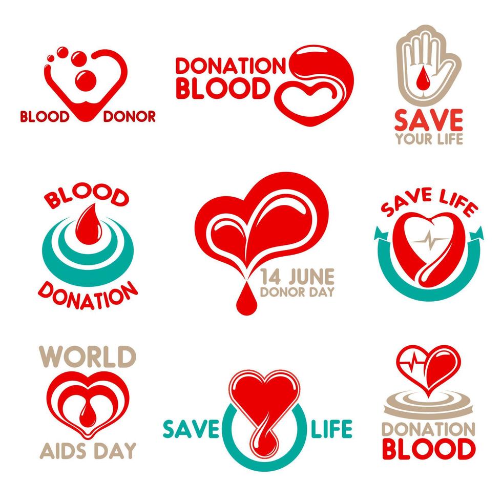 icônes de don de sang pour le laboratoire de transfusion vecteur