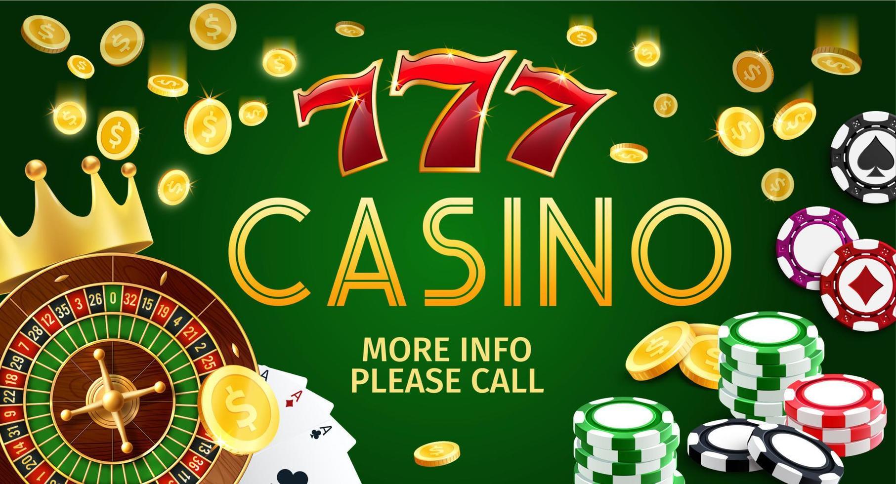 bannière de casino avec cartes de poker, machines à sous et roulette vecteur