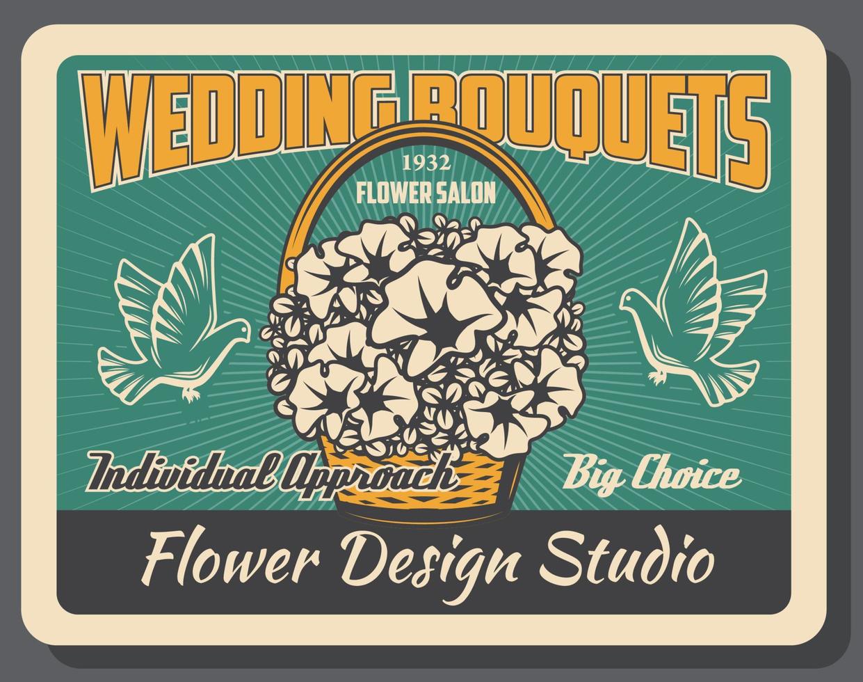 studio de création florale, salon de bouquets de mariage vecteur