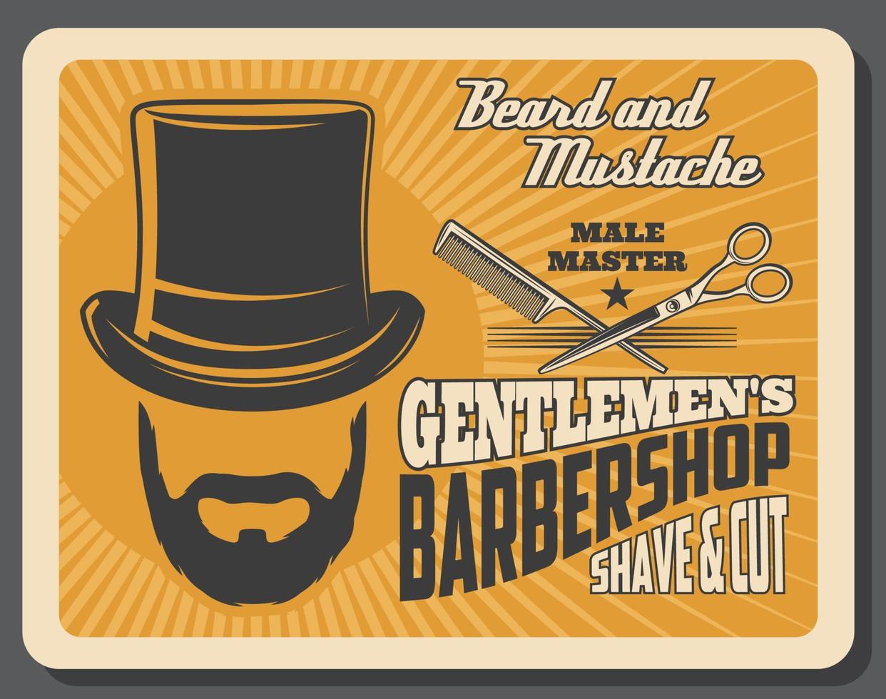 messieurs barbier salon ou studio affiche rétro vecteur