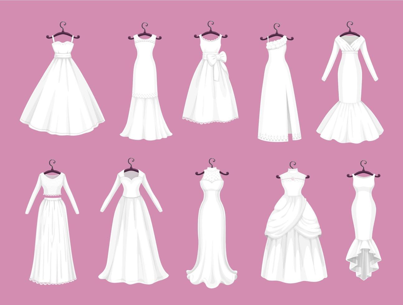 cérémonie de mariage modèles de robes de mariée vecteur