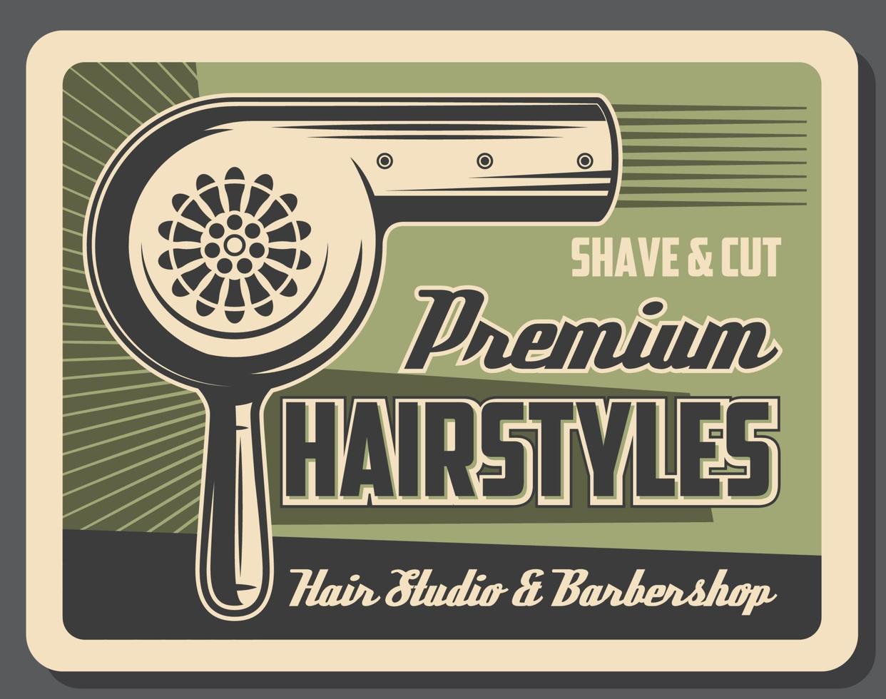 service de barbier, coiffures, rasage et coupe vecteur