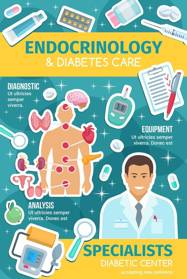 médecine endocrinologique et soins du diabète vecteur