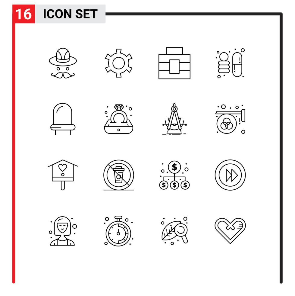 16 concepts de contour pour les sites Web mobiles et les applications anneau diamant outils diode lumineuse éléments de conception vectoriels modifiables vecteur