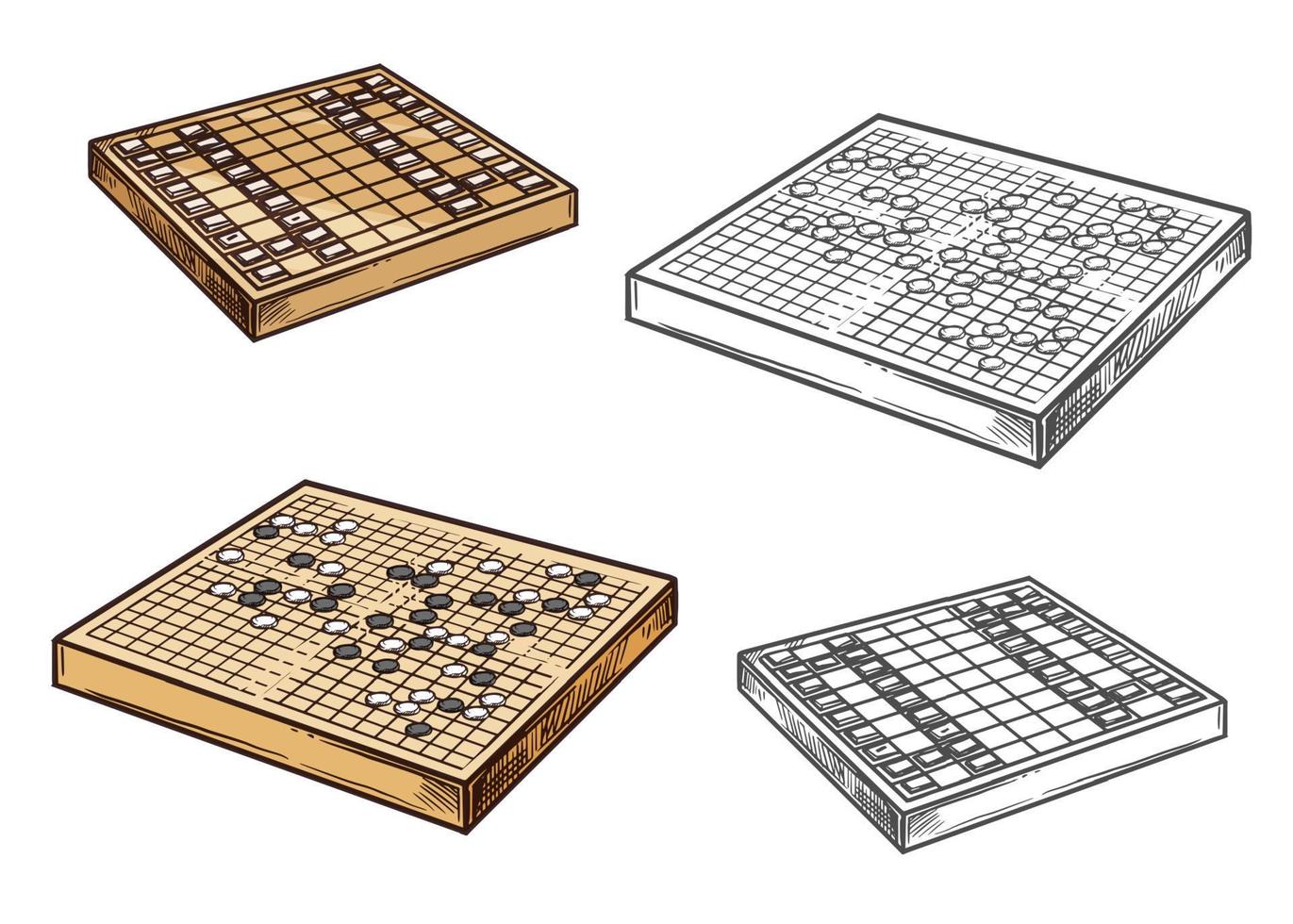 go and shogi jeux de société japonais vecteur