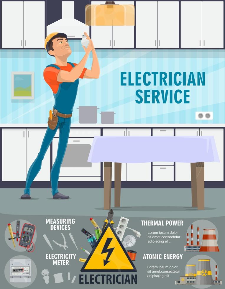 électricité, service d'électricien et outillage vecteur