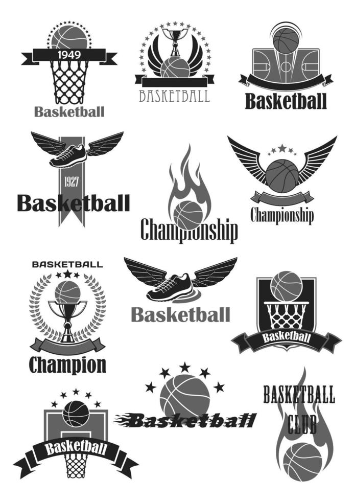 symbole de sport de basket-ball pour la conception de clubs sportifs vecteur