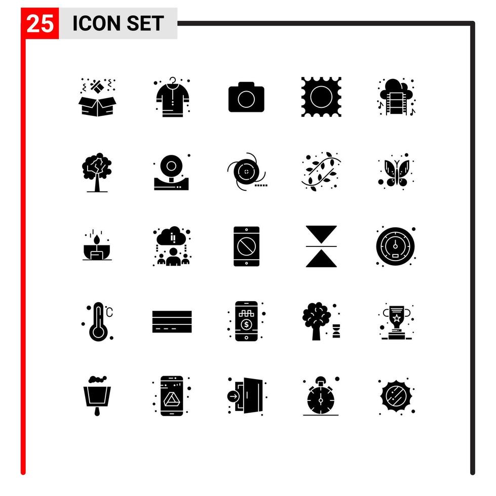 pack d'icônes vectorielles stock de 25 signes et symboles de ligne pour la croissance arbre image musique film clip éléments de conception vectoriels modifiables vecteur