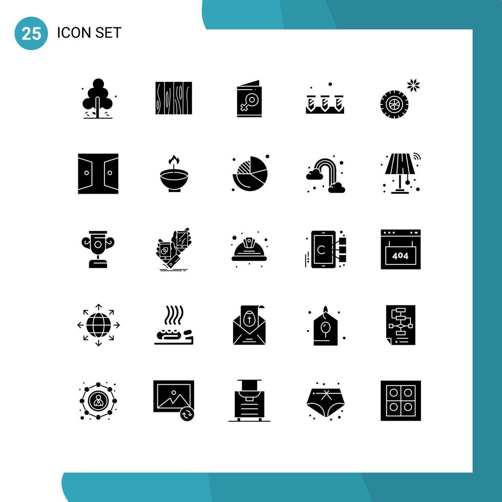 ensemble de 25 glyphes solides vectoriels sur la grille pour la construction de matériel symbole de vis à bois éléments de conception vectoriels modifiables vecteur