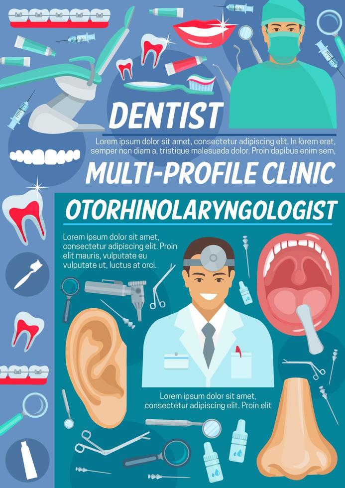 clinique de dentiste et oto-rhino-laryngologiste, vecteur