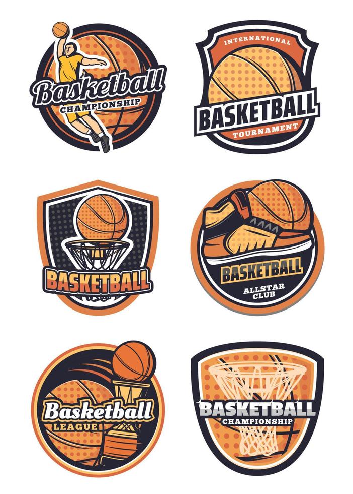 badges de vecteur d'équipe de sport de basket-ball