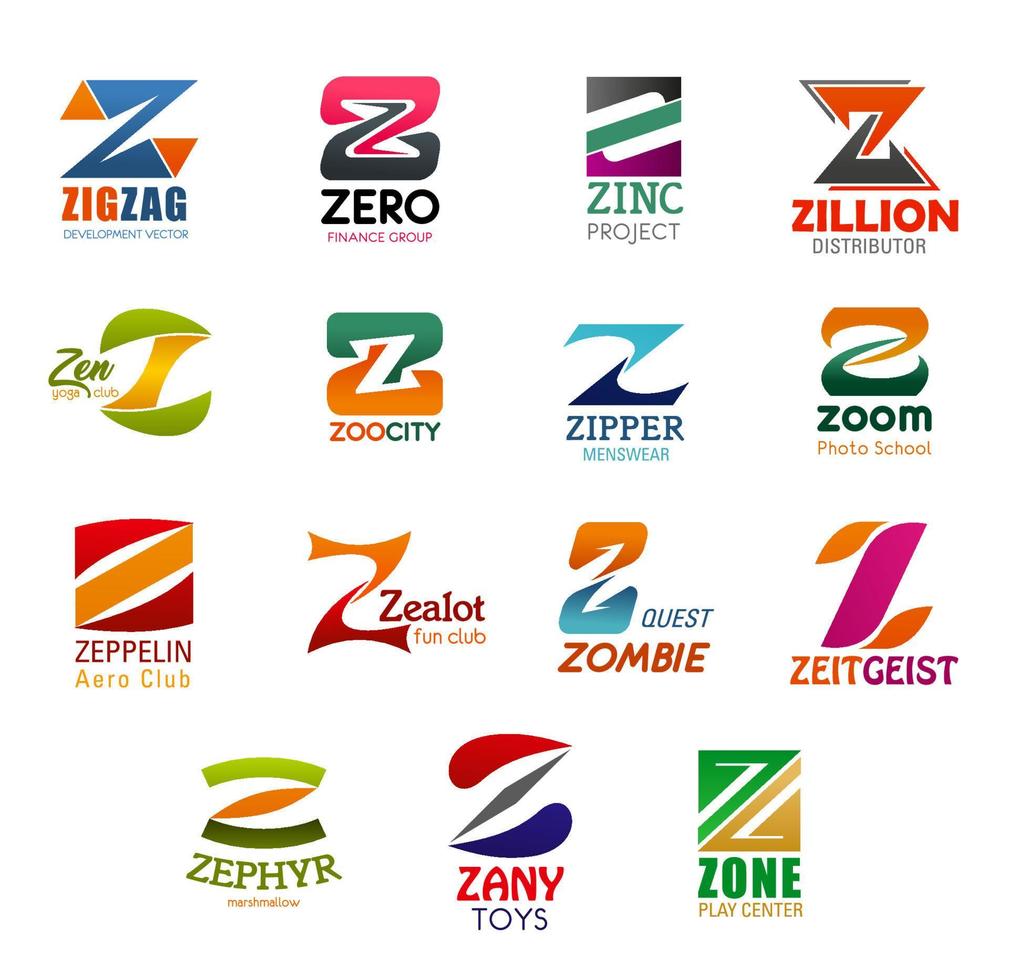 icônes de la lettre z de conception d'entreprise vecteur