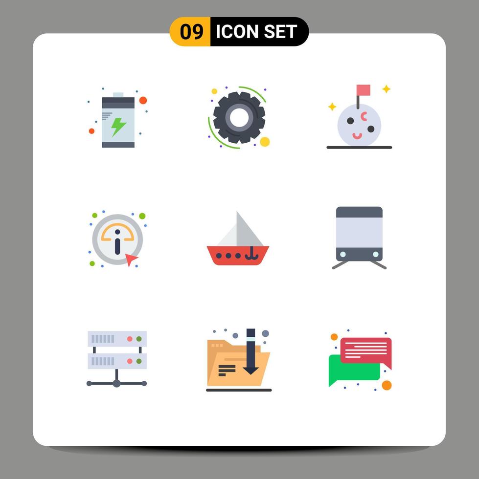 pack de 9 signes et symboles de couleurs plates modernes pour les supports d'impression Web tels que les éléments de conception vectoriels modifiables vecteur