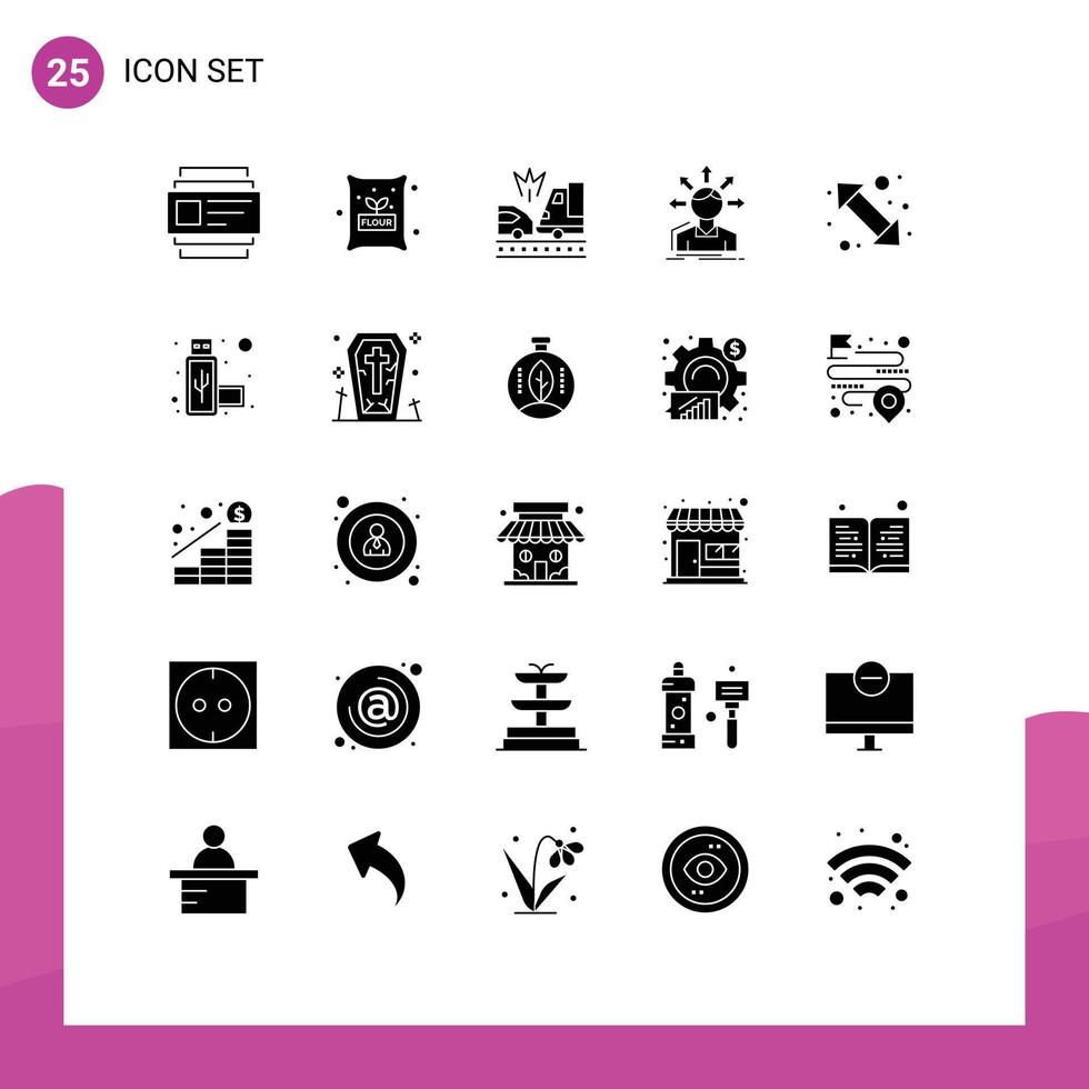 ensemble moderne de 25 glyphes et symboles solides tels que la différence de structure de voiture de transition aller éléments de conception vectoriels modifiables vecteur