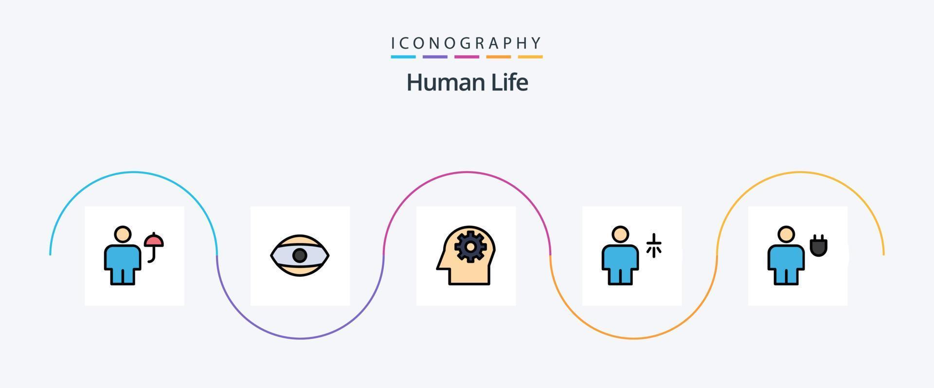 pack d'icônes plat 5 rempli de ligne humaine, y compris l'avatar. douche. la vision. Humain. avatar vecteur