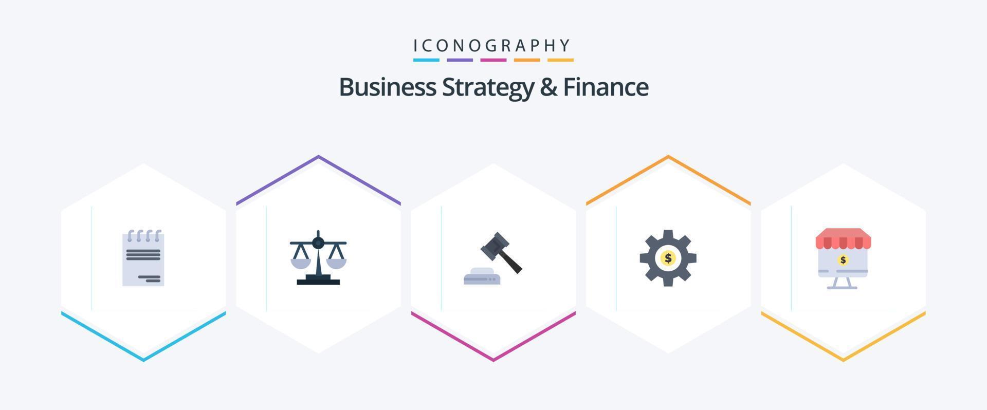 stratégie d'entreprise et finance pack de 25 icônes plates, y compris en ligne. prestations de service. rechercher. dollar. la roue vecteur