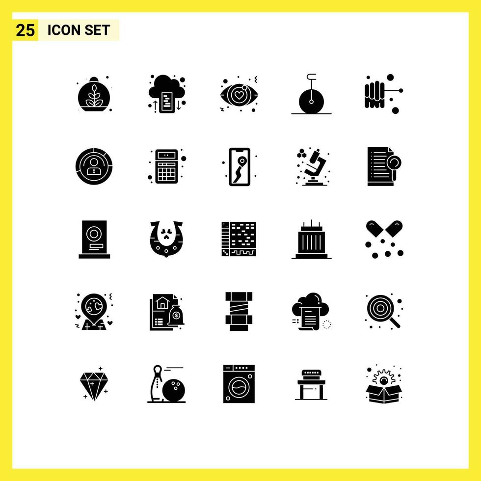 25 concept de glyphe solide pour les sites Web mobiles et les applications comporte des éléments de conception vectoriels modifiables monocycle alimentaire datant du miel vecteur