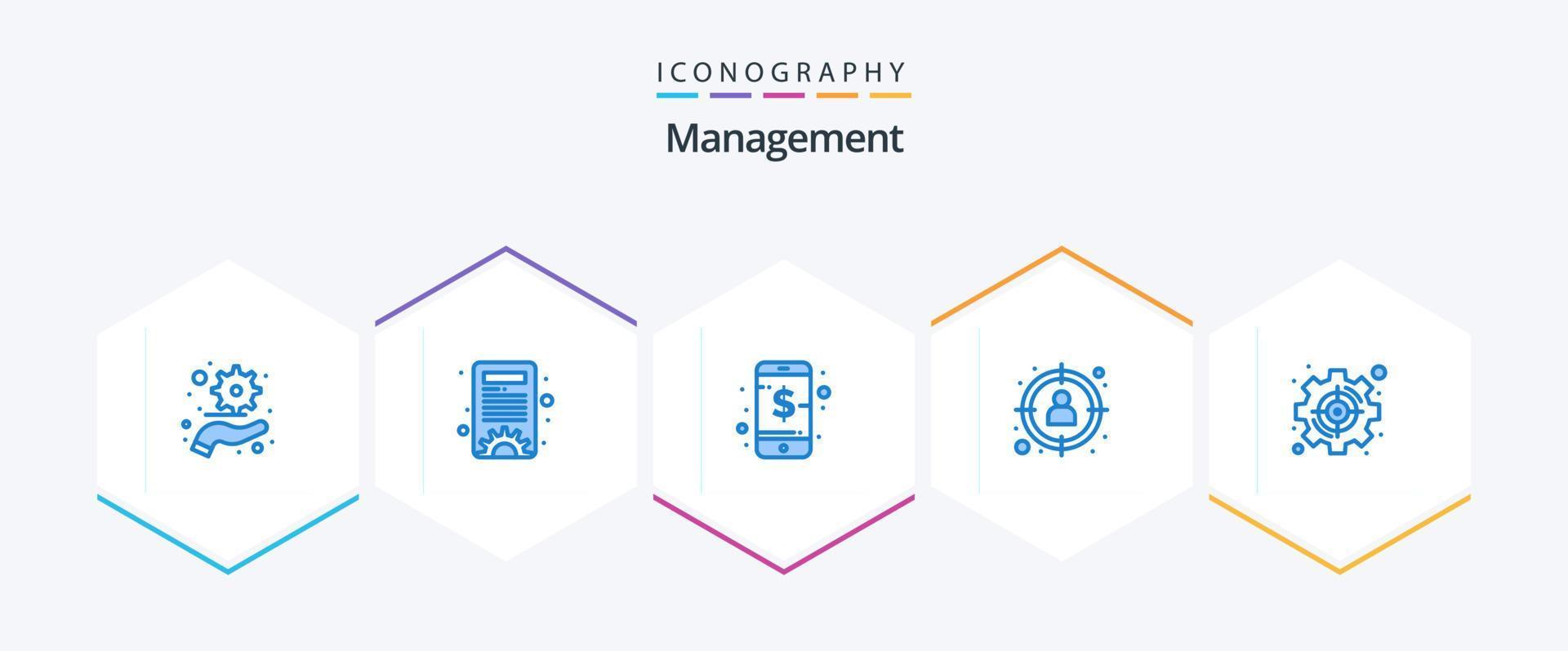 gestion 25 pack d'icônes bleues comprenant un ensemble. objectif. téléphone. objectif. le profil vecteur