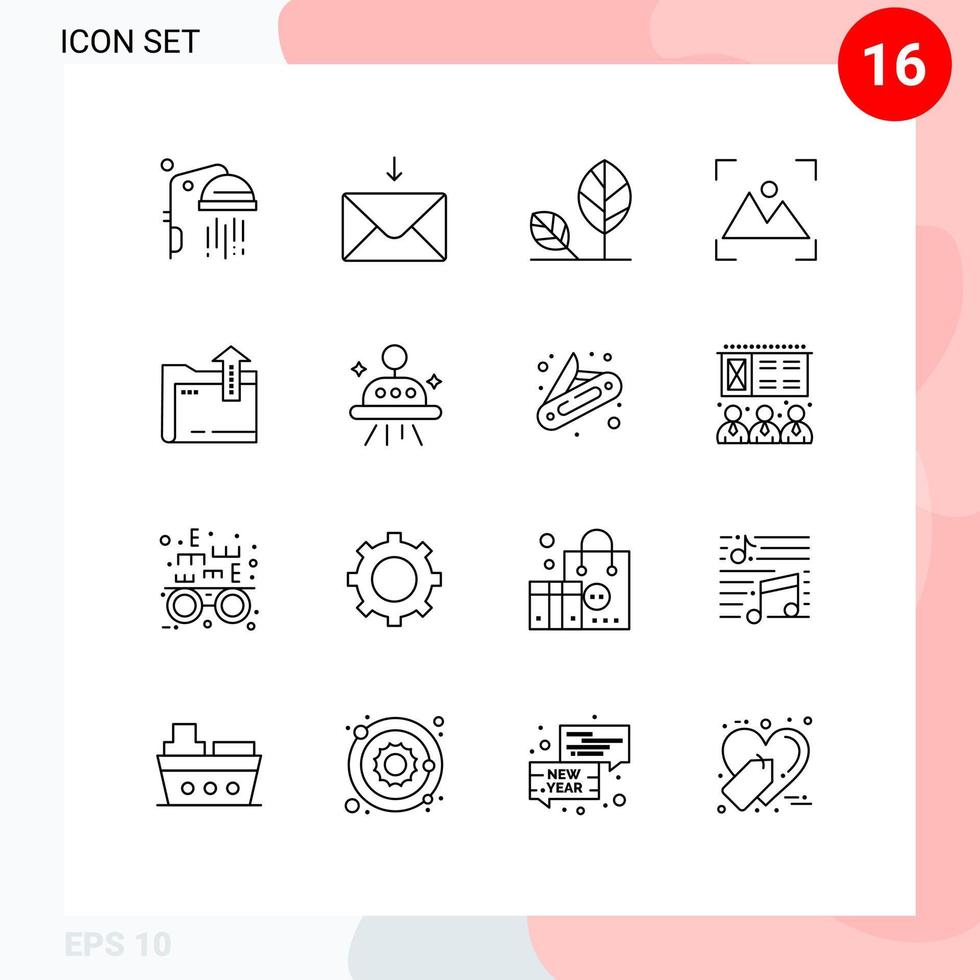 16 contours universels définis pour les applications web et mobiles dossier de fichiers environnement photographie focus éléments de conception vectoriels modifiables vecteur