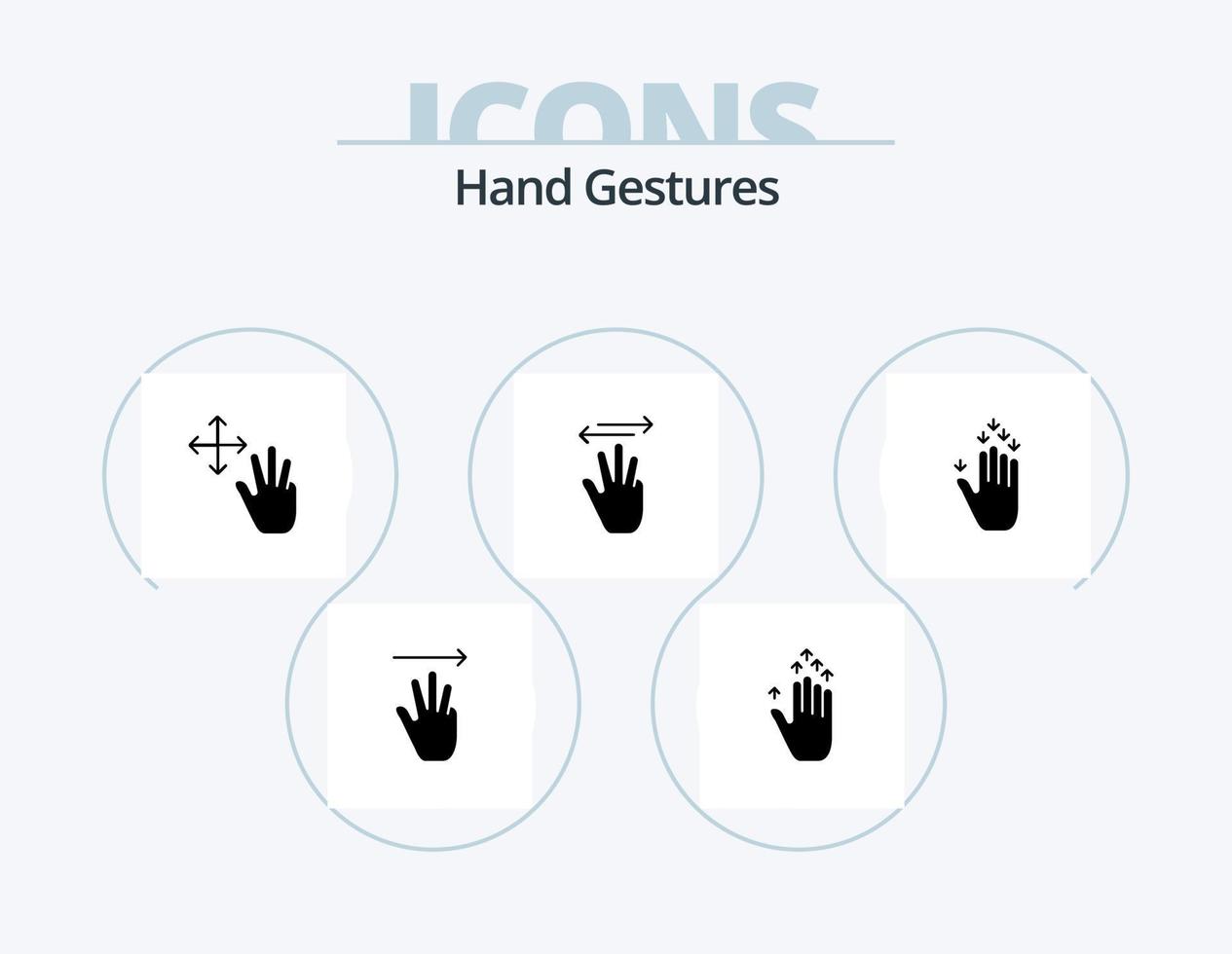 pack d'icônes de glyphe de gestes de la main 5 conception d'icônes. main. droit. doigt. gauche. curseur main vecteur