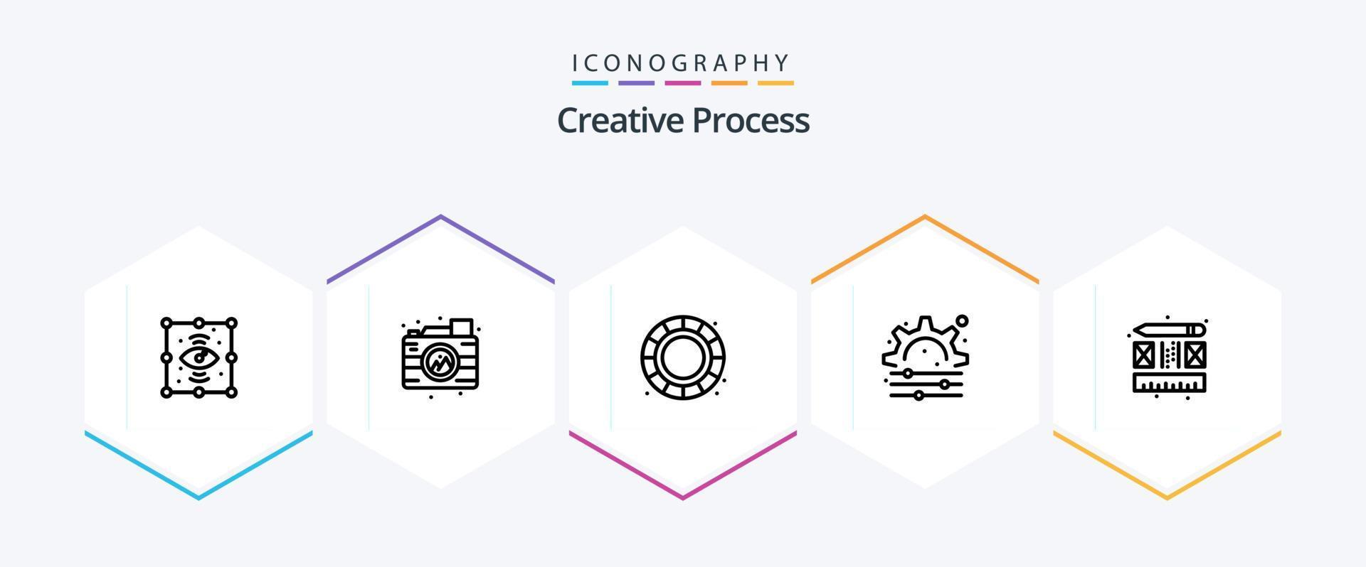 processus créatif pack d'icônes de 25 lignes comprenant. traiter. palette de couleurs. Créatif. traiter vecteur