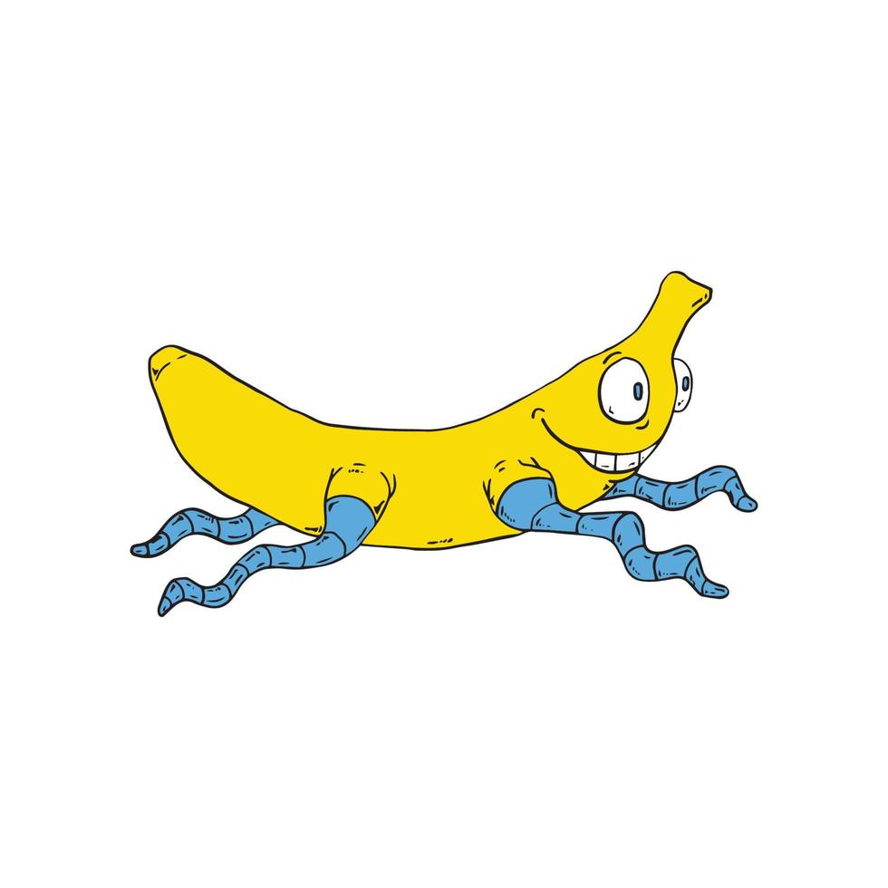 monstre banane, adapté à la conception d'autocollants et à la conception de t-shirts vecteur
