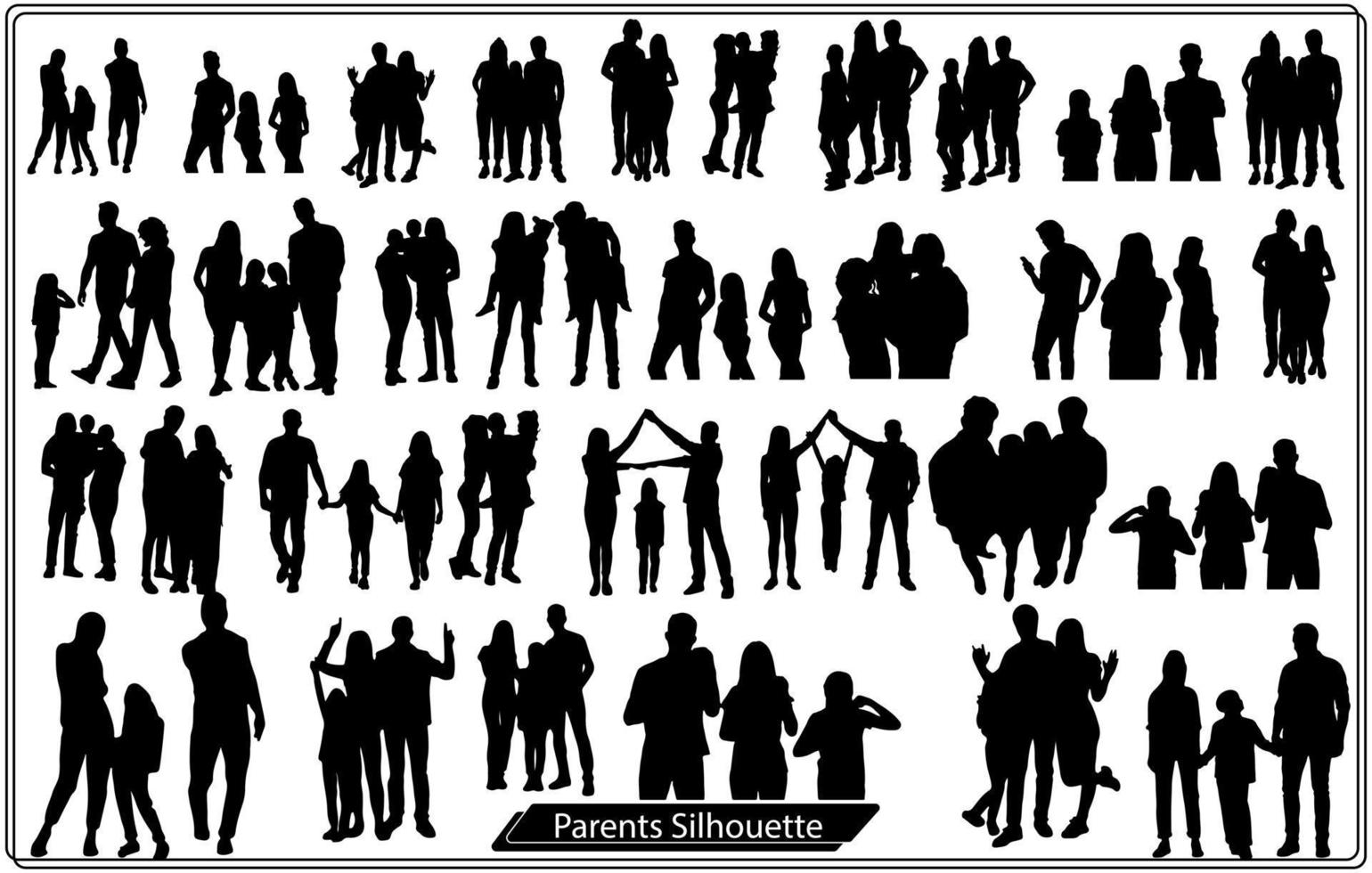 silhouettes de famille, ensemble d'illustrateurs de parents vecteur